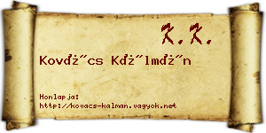 Kovács Kálmán névjegykártya